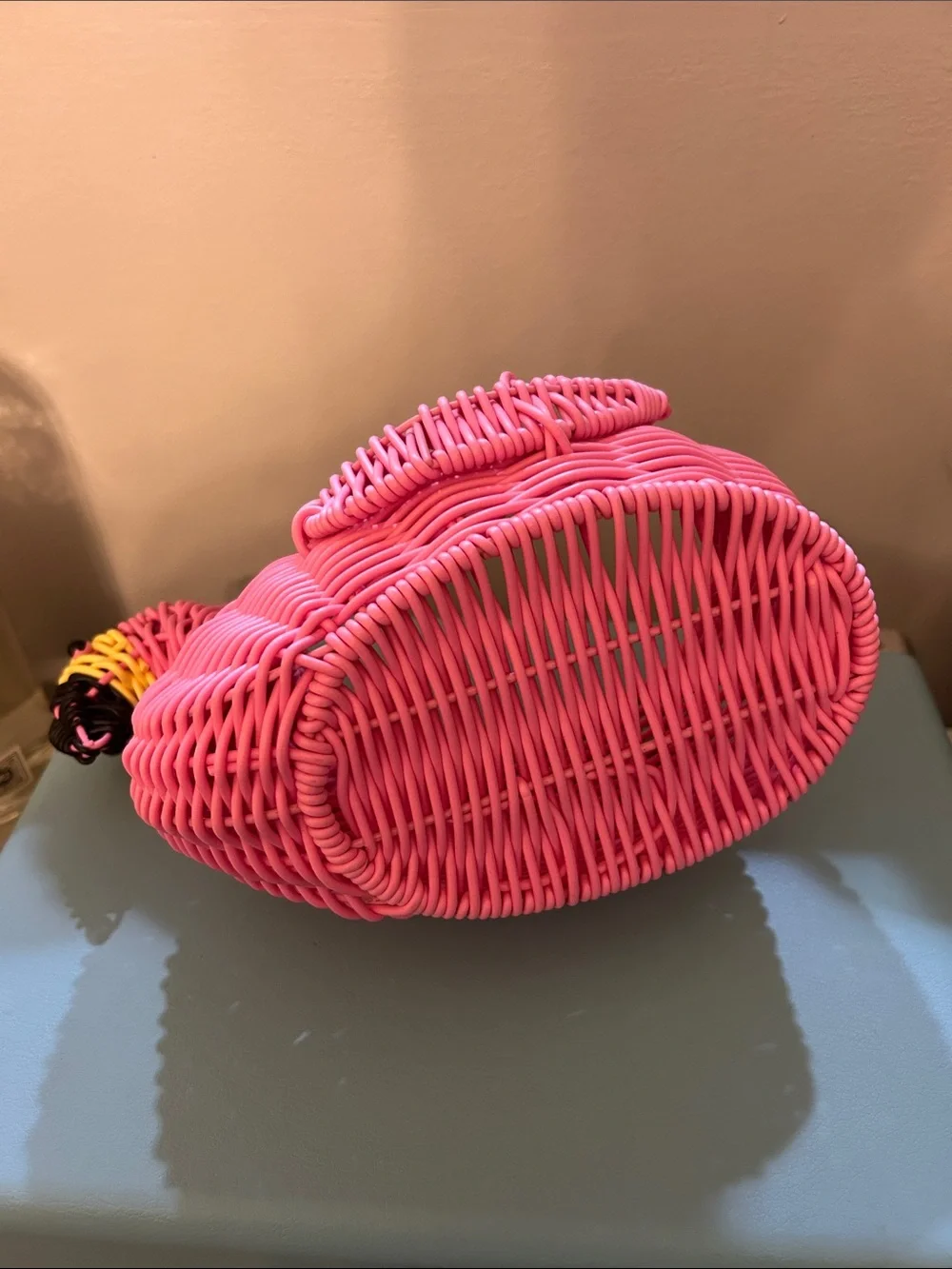 Pink Flamingo Woven Basket - Decorative Storage